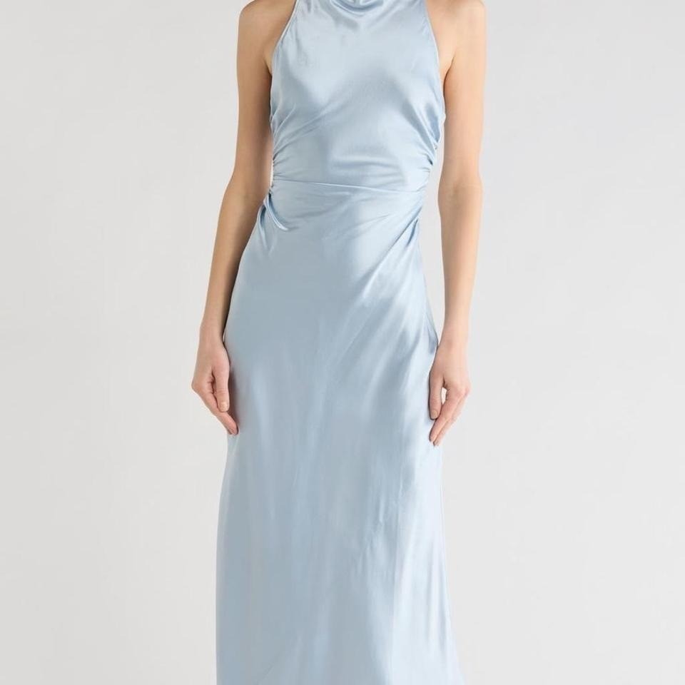 Reformation Blue Silk Cowl Neck Midi Dress Size 6 Nwt Open Back Bias Cut